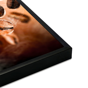 Affiche encadrée grains de café flottants macro Affiche + cadre en métal - Noir