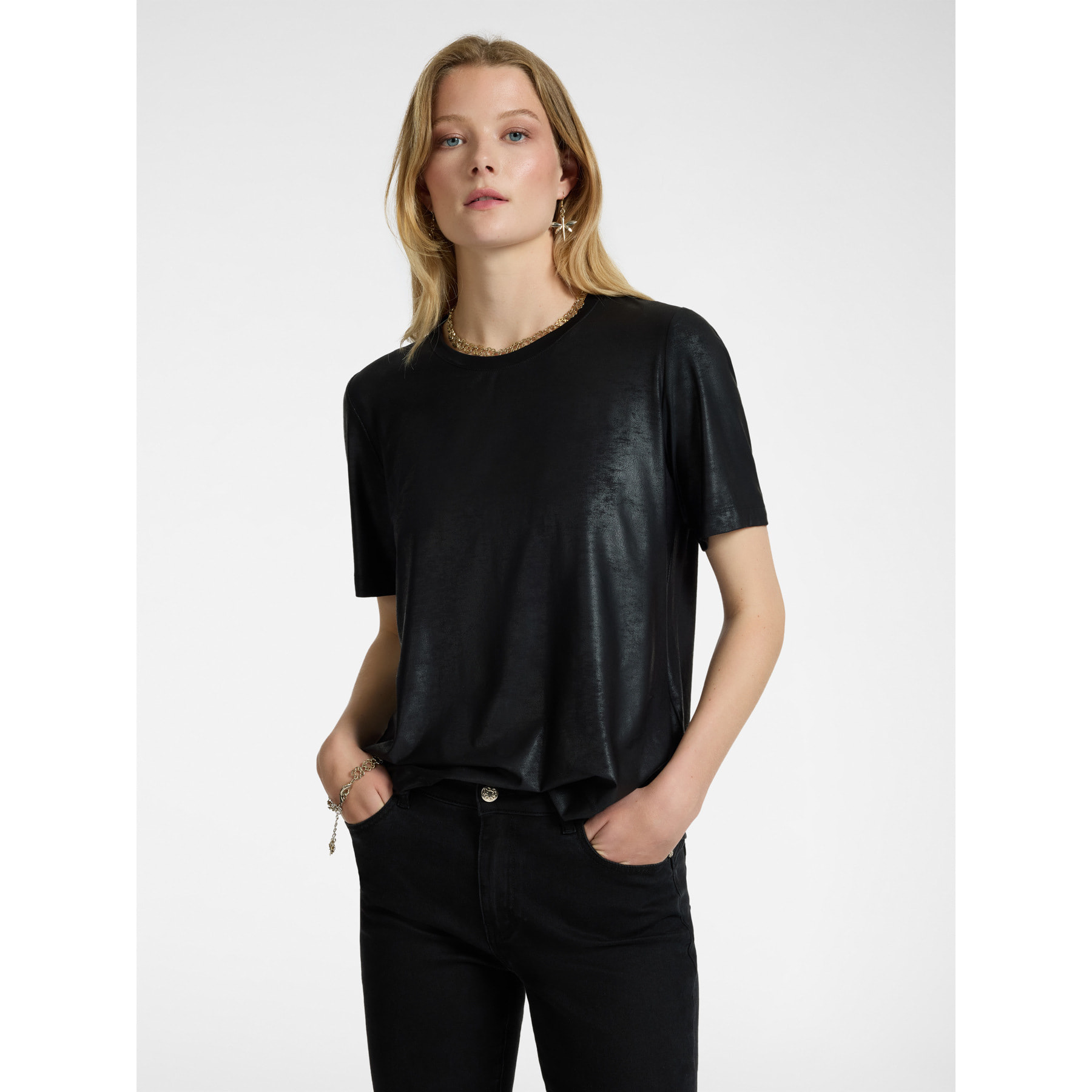 Elena Mirò - T-shirt con ricamo Monogram - Nero