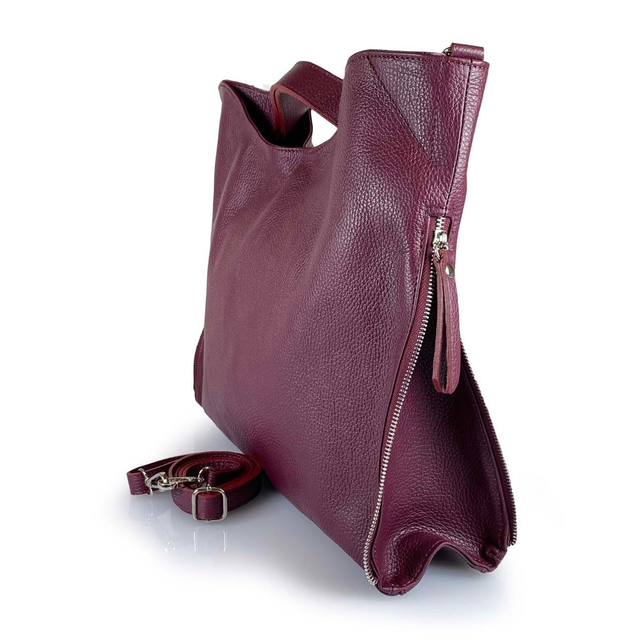 Borse Donna colore Bordeaux-in pelle Made in Italy 39 X 31 X 5cm