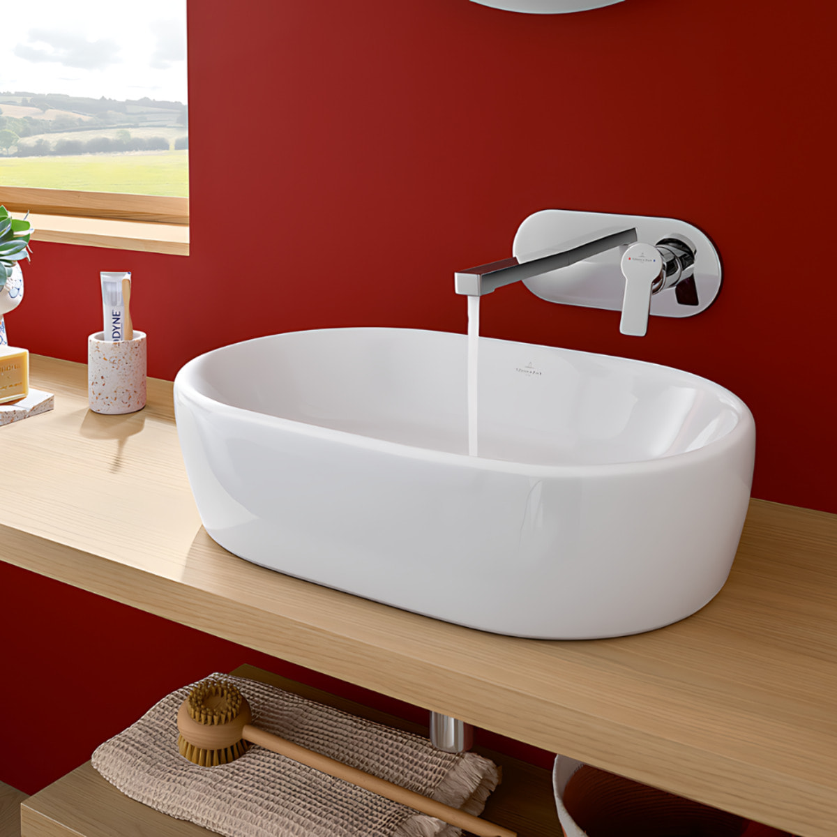 Mitigeur lavabo mural Architectura avec vidage Push Open chrome