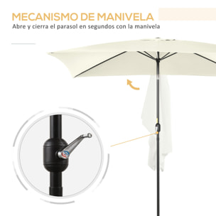 Sombrilla de Terraza Exterior 195x295 cm Parasol de Terraza Exterior con Ángulo Ajustable Mástil de Aluminio y Anti-UV Sombrilla para Jardín Patio Crema