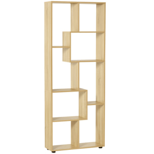 Bibliothèque étagère meuble de rangement dim. 70L x 24l x 178H cm en zigazag et 8 espaces en panneau de particules naturel