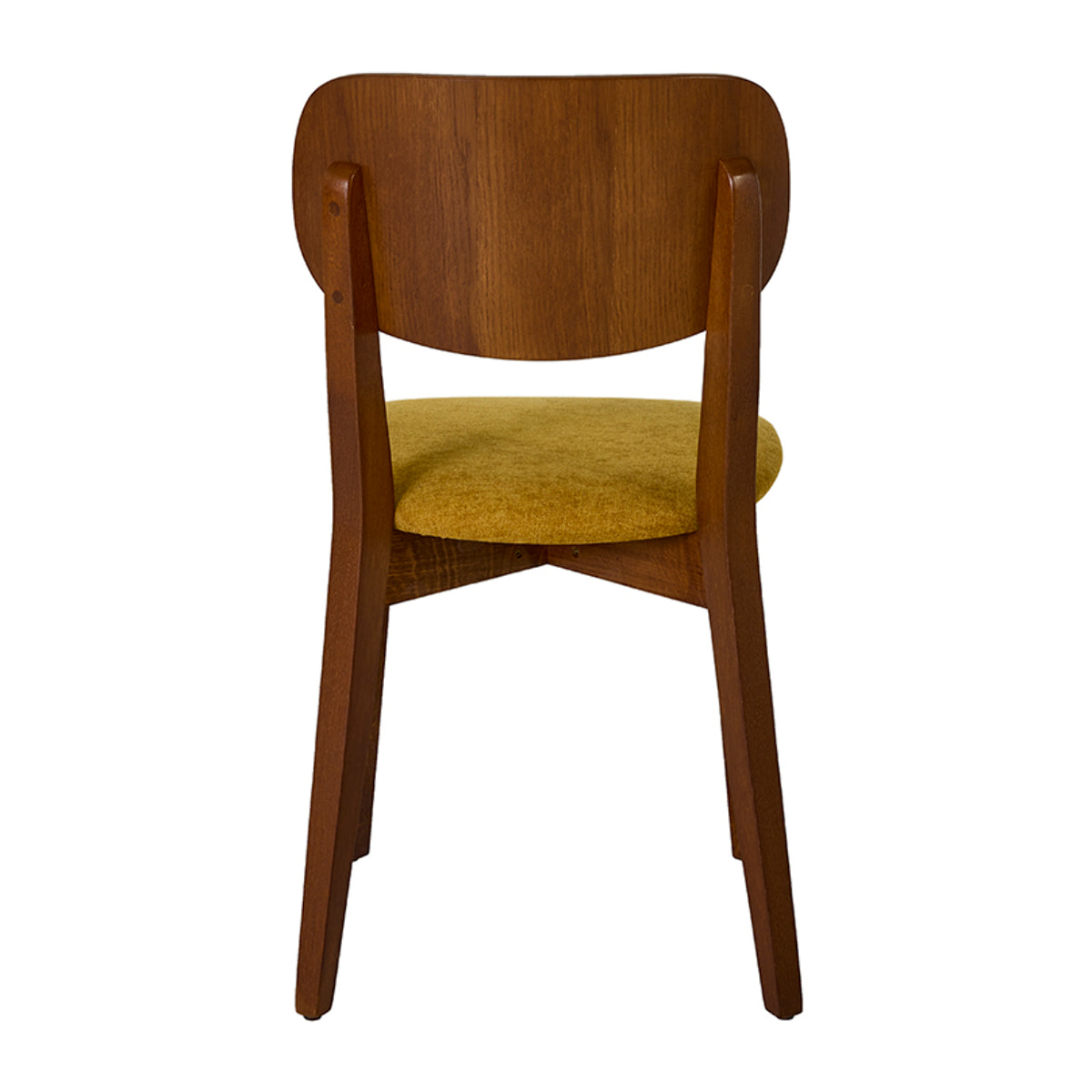 Chaises vintage en bois foncé chêne et tissu effet velours jaune moutarde (lot de 2) LUCIA