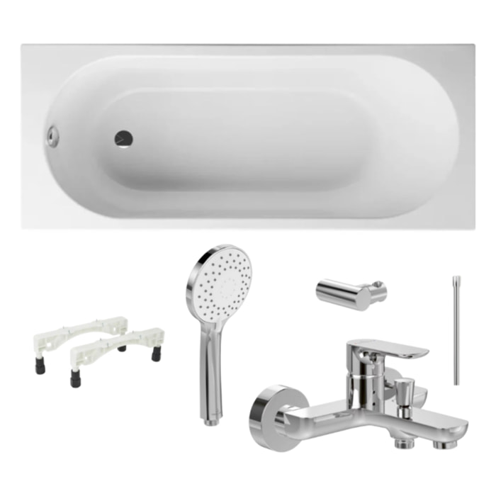 Baignoire droite VILLEROY ET BOCH O Novo + pieds + robinet