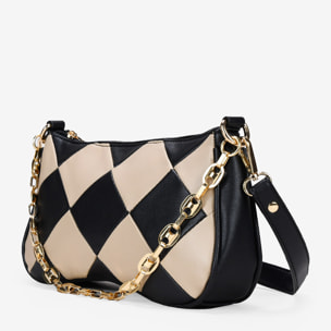 Bolso de hombro negro con cadena