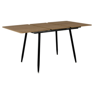 Table Extensible - HOME DECO FACTORY - LOKA - Effet Bois - Pieds Métalliques - Marron et Noir