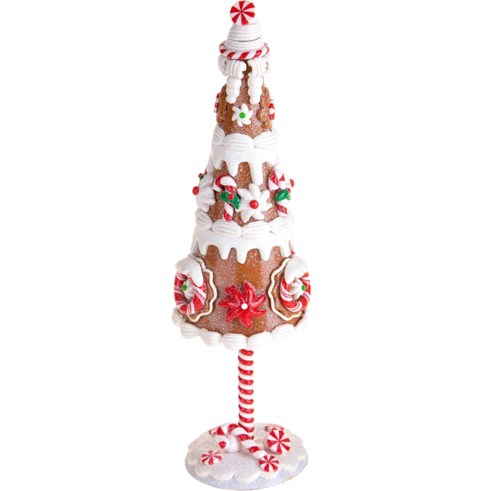 Albero Ginger Bread. Altezza 30,5 Cm - Pezzi 1 - 9X30,5X9cm - Colore: Rosso - Bianchi Dino - Articoli Natalizi