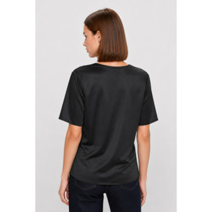 Kocca - Blusa a maniche corte effetto raso con scollo rotondo Donna