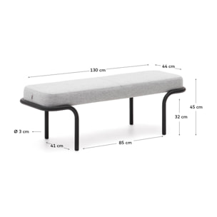 Kave Home - Panca Compo grigia e telaio in metallo nero 130 cm