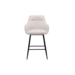 Tabourets de bar pivotants 360° en tissu effet velours texturé beige et métal H65.5 cm (lot de 2) ALESS