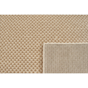 BIANCA - Tapis motif damier en relief crème et beige