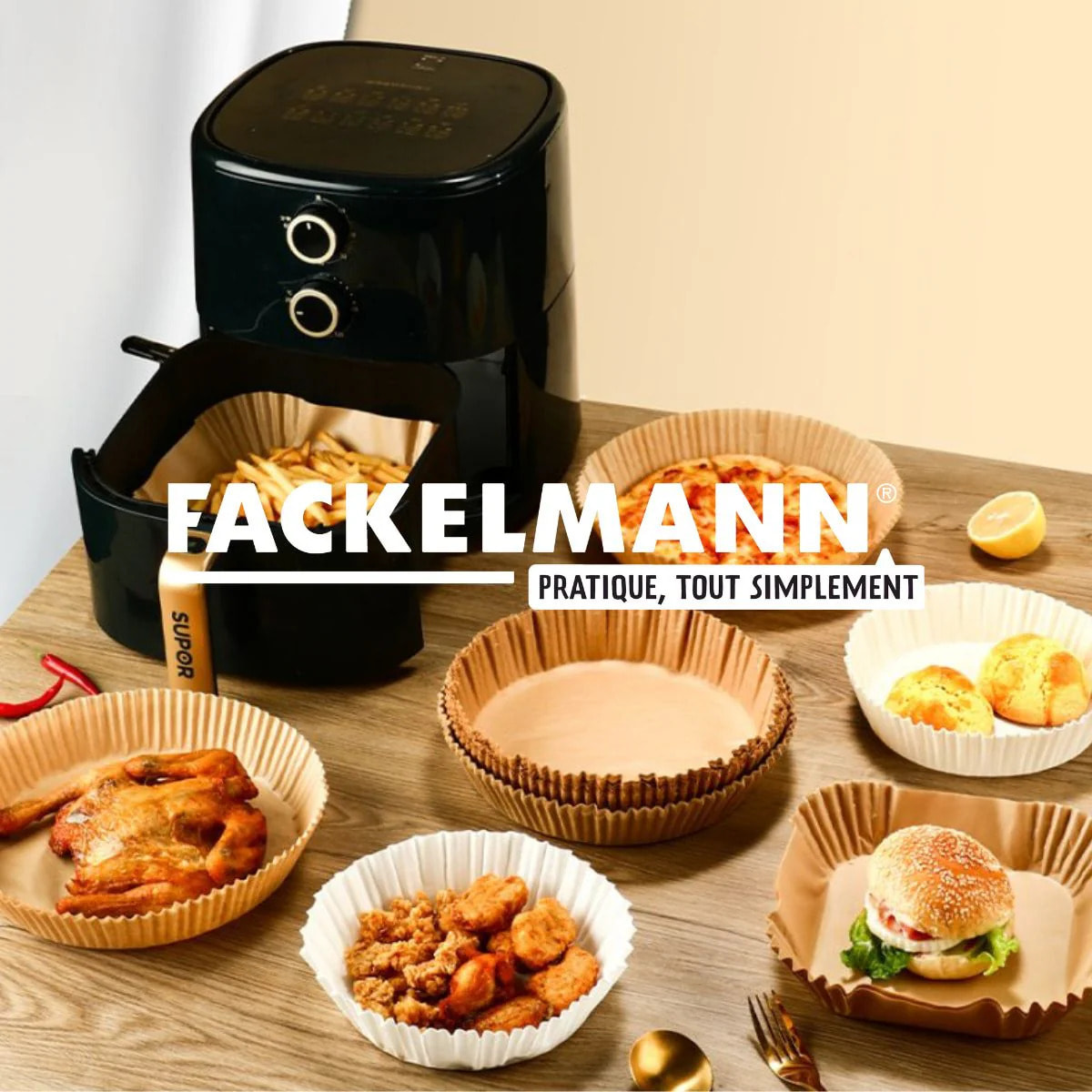 Lot de 300 Moules en papier air fryer ronds 20 cm Fackelmann