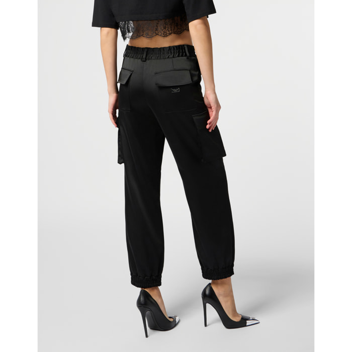PHILIPP PLEIN Satin Cargo Fit Drawstring Trousers