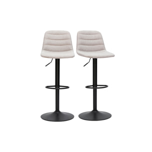 Tabourets de bar réglables en tissu effet velours texturé beige et métal (lot de 2) SAURY