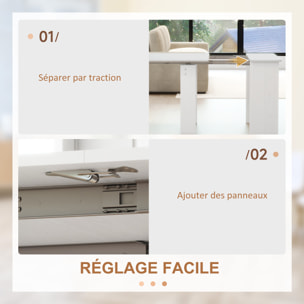 Table console extensible 6 personnes avec rallonges intégrées 85 x 60-180 x 75 cm blanc