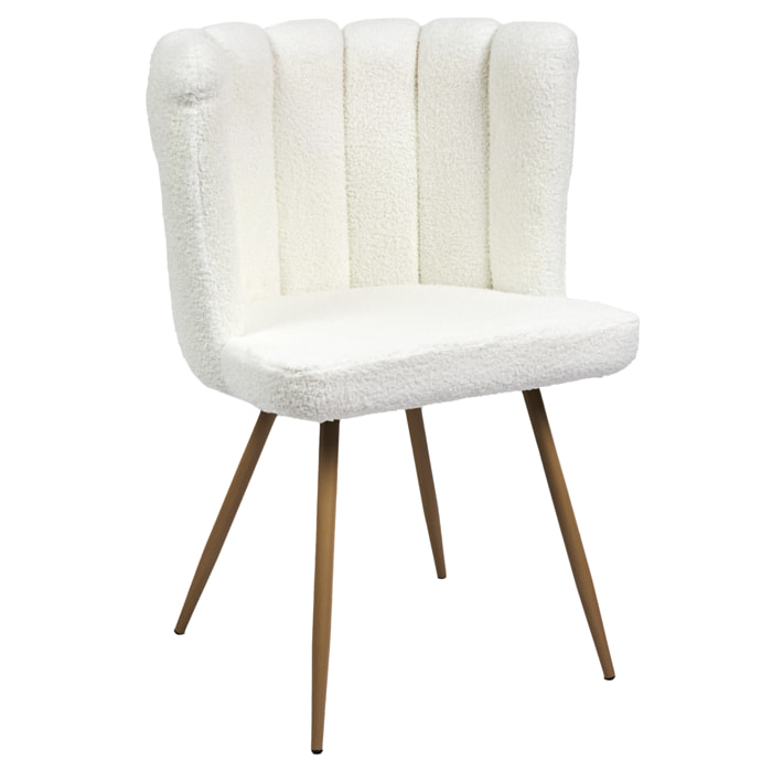 Chaise Ariel Bouclette Blanc - Lot De 2