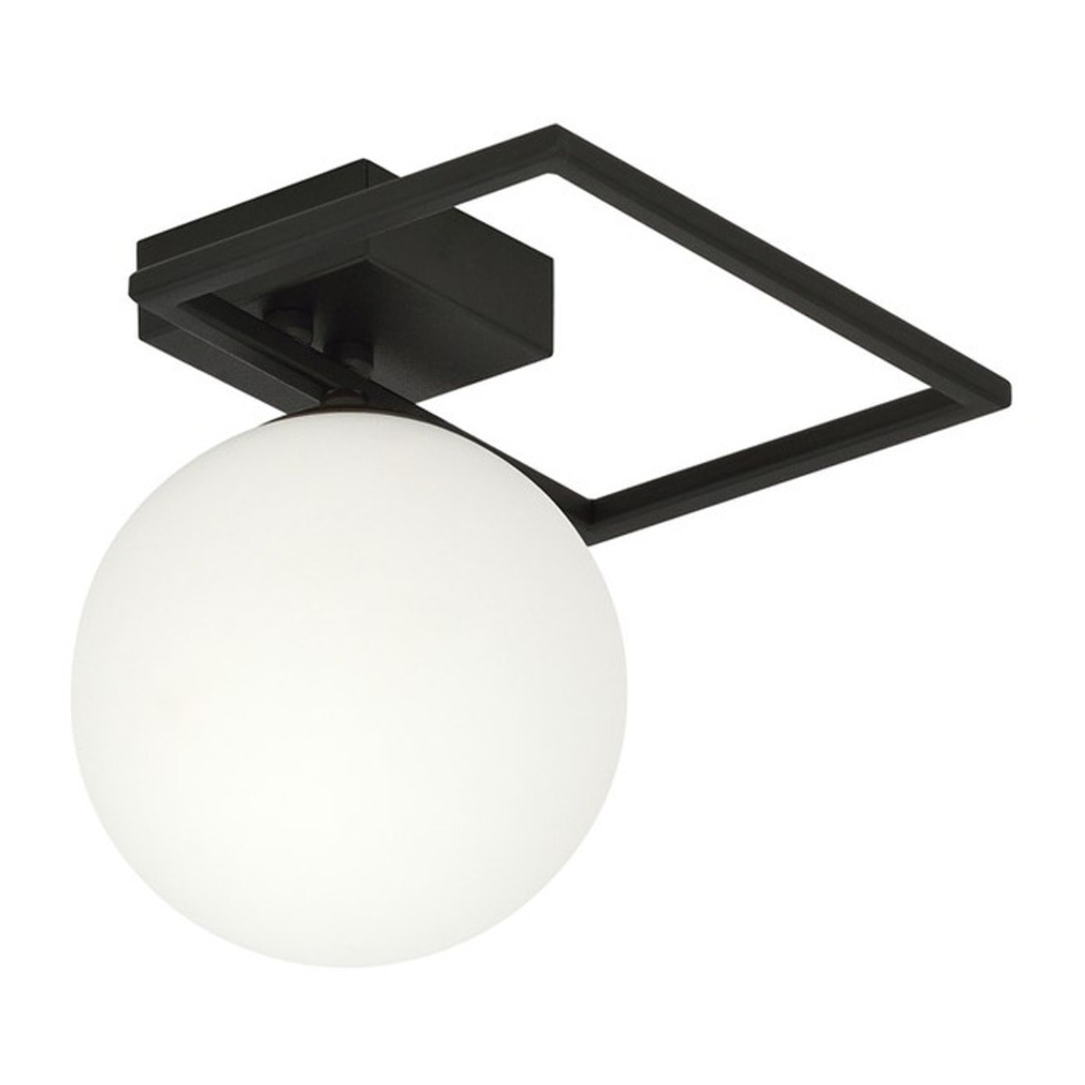 Lampada da soffitto Imago in metallo nero e vetro opale