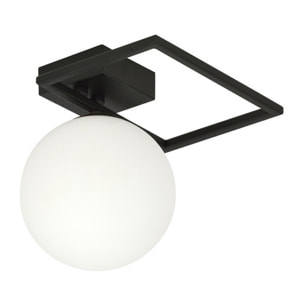 Lampada da soffitto Imago in metallo nero e vetro opale