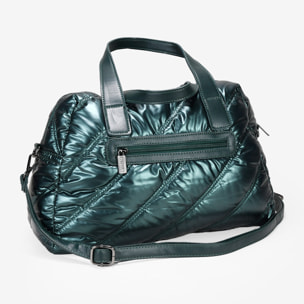 Bolso bowling verde con cosido acolchado