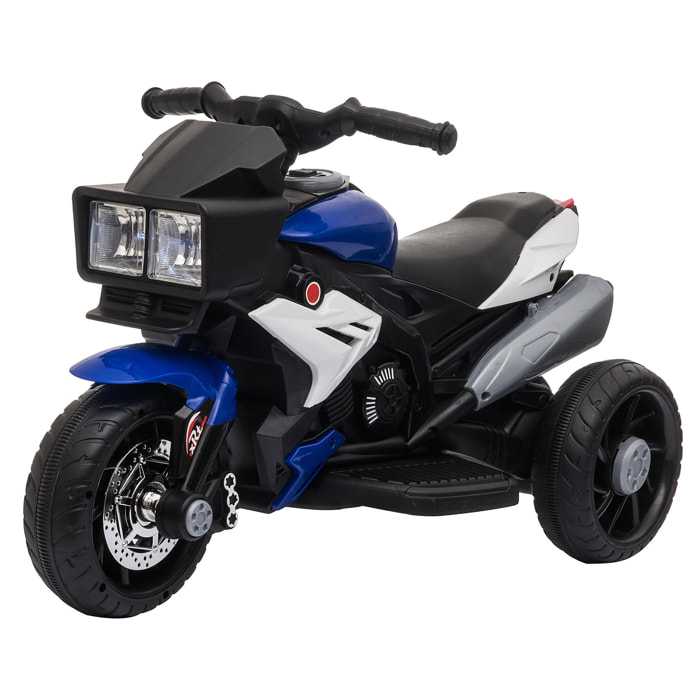 Moto Eléctrica Infantil +3 Años Batería 6V con 3 Ruedas Luces Música Azul Negro