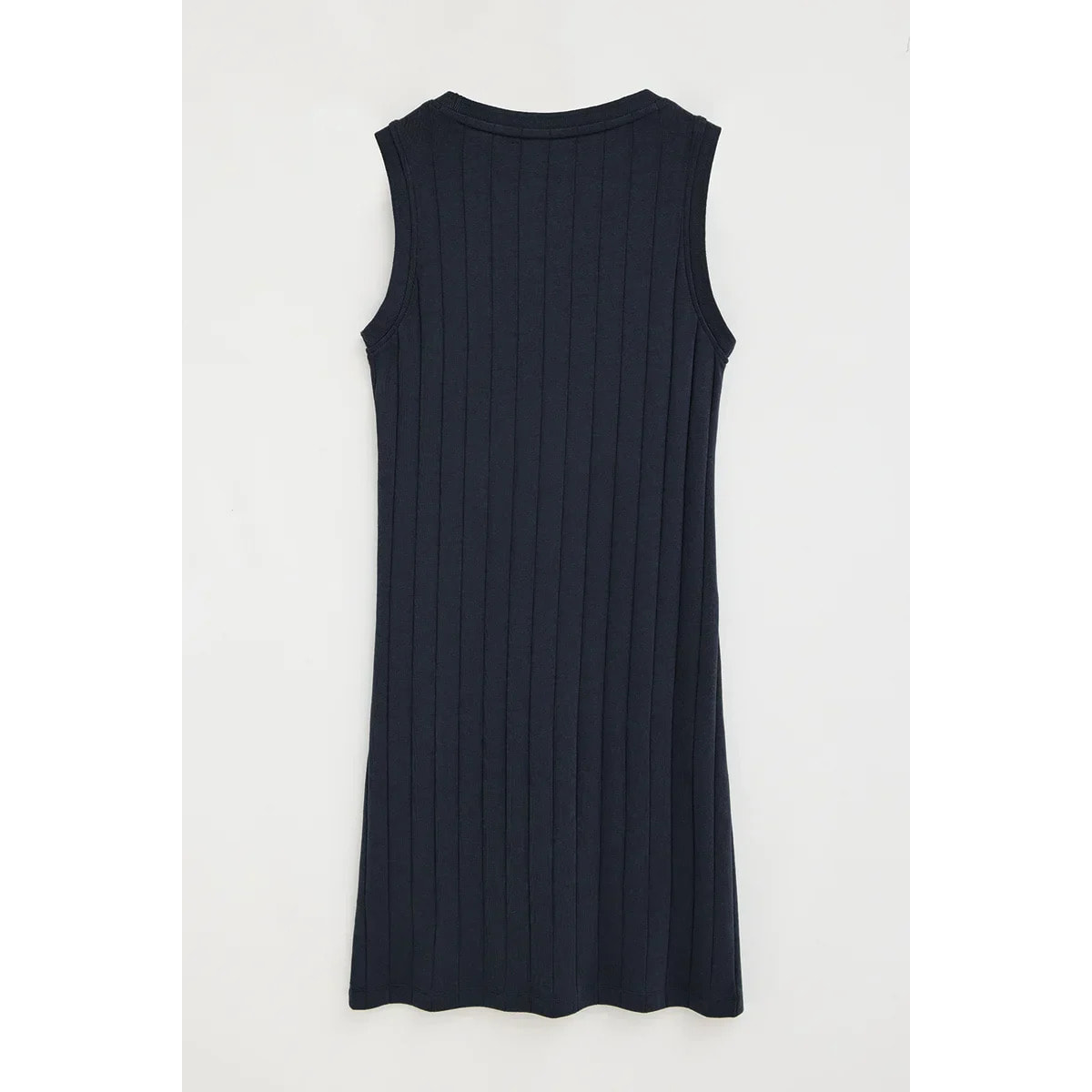 Vestido corto azul marino de canalé con logo Rigby Go