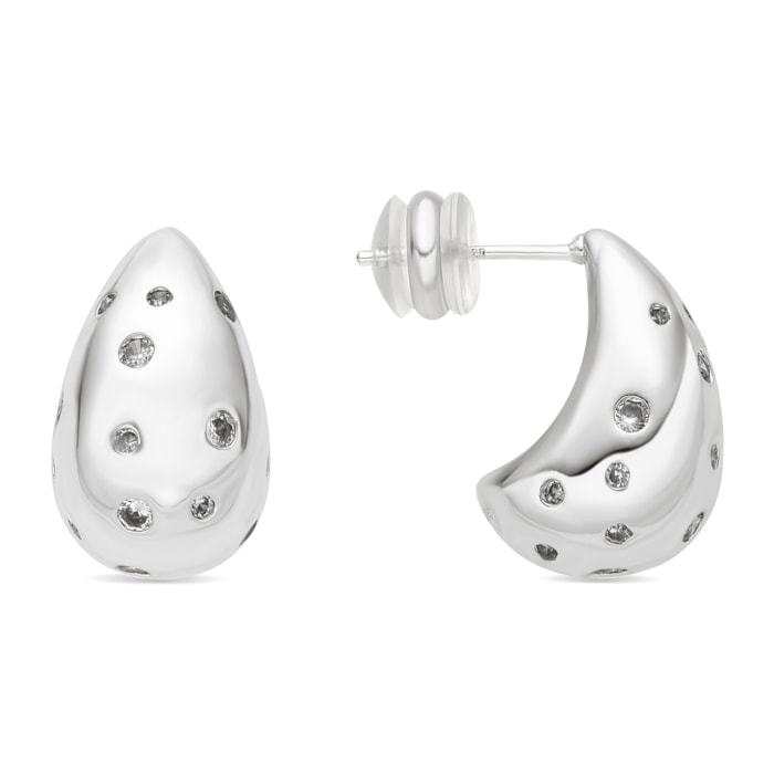 Pendientes acabado plata y Circonita Brillante