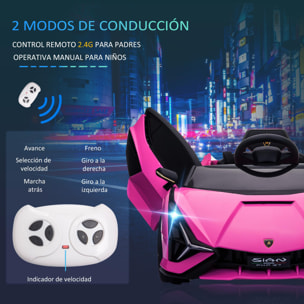 Coche Eléctrico 12V para Niños +3 Años Lamborghini SIAN Mando a Distancia Rosa