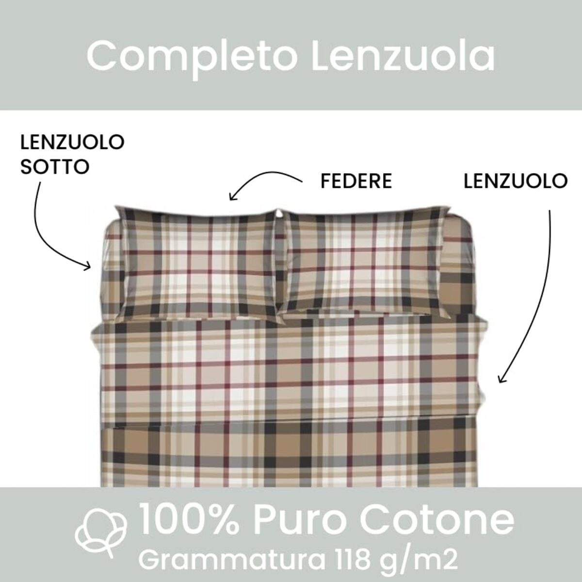 Intrecci – Completo lenzuola in cotone Singolo