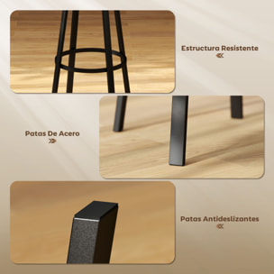 Juego de 2 Taburetes de Bar, Taburetes Altos de Cocina con Respaldo y Reposapiés, Tapizados de PU, Asiento de 75,5 cm de Altura, Fácil Montaje, Estilo Industrial, Natural y Negro