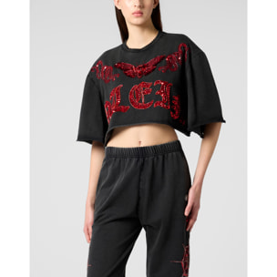 PHILIPP PLEIN Cropped T-Shirt Butterfly Tattoo