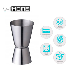 Taza medidora de acero inoxidable con doble cara - medidas precisas de 50 ml/1,69 oz y 25 ml/0,85 oz