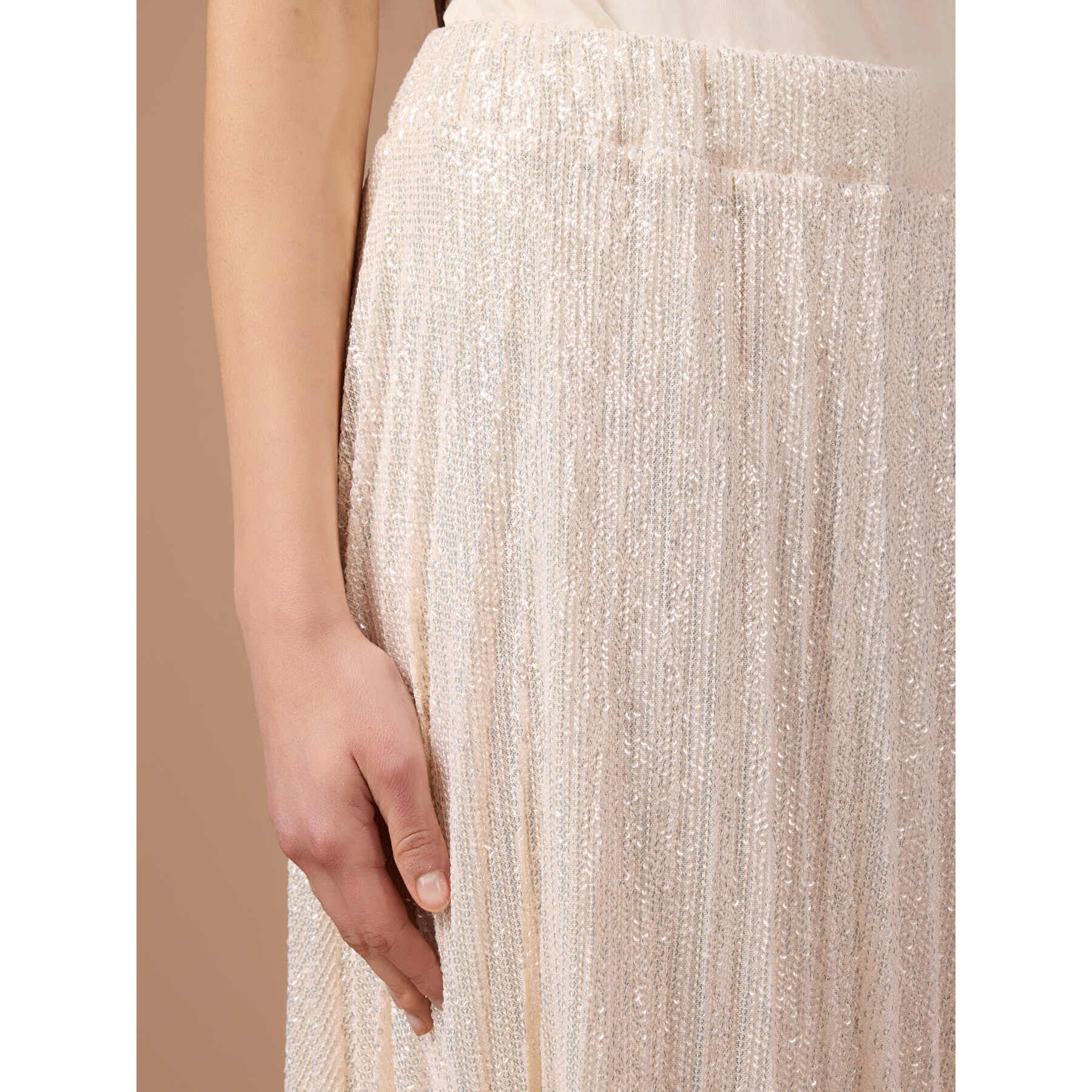 Oltre - Falda plisada de lurex - Beige