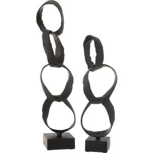J-Line décoration Anneaux Sur Pied - aluminium - noir - large