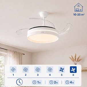 Ventilador de Techo con Luz LED y 4 Aspas Retráctiles Keteez InnovaGoods Blanco 72 W Ø49-104 cm