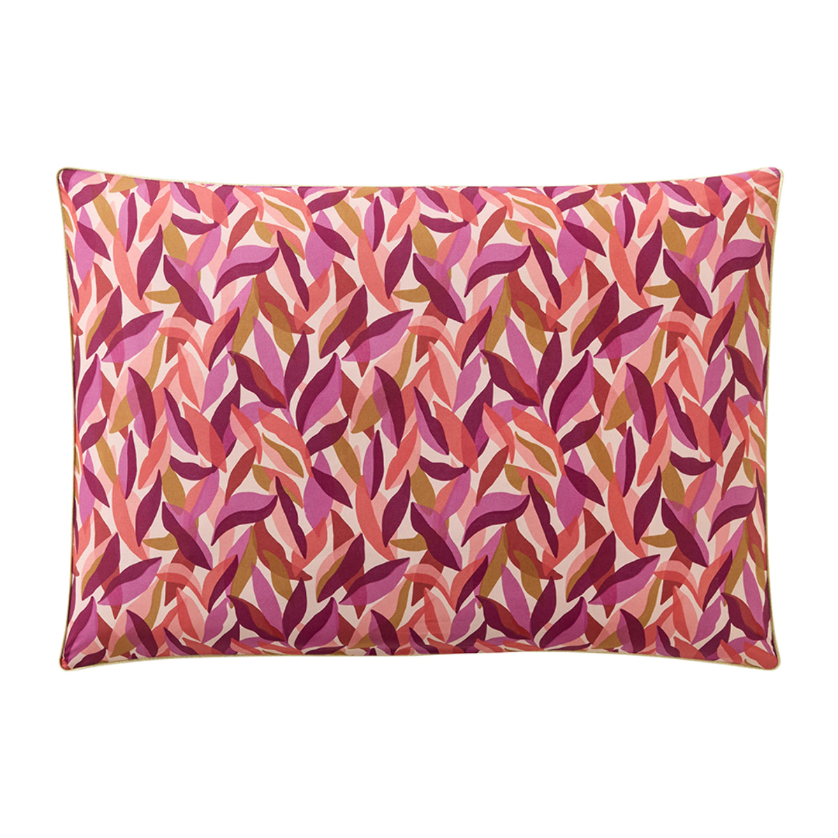 Taie d'oreiller imprimée en percale de coton, LEAVES, Rose foncé
