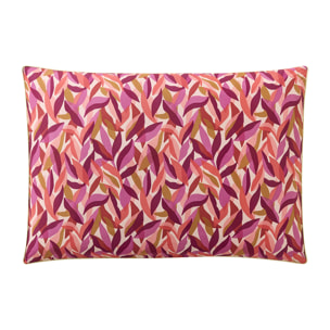 Taie d'oreiller imprimée en percale de coton, LEAVES, Rose foncé