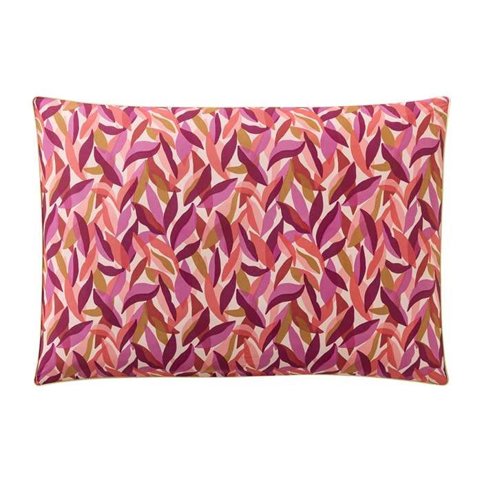 Taie d'oreiller imprimée en percale de coton, LEAVES, Rose foncé