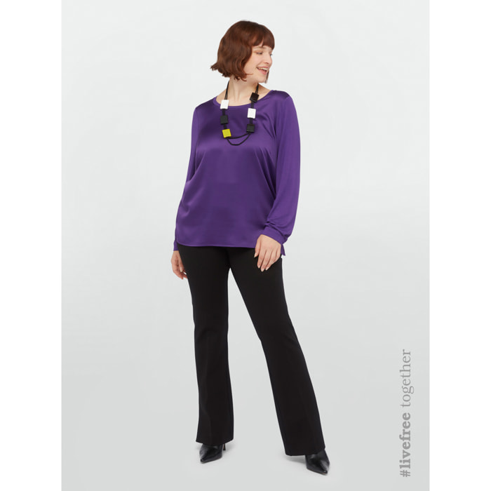 Fiorella Rubino - Pantalones flare de viscosa LENZING™ ECOVERO™ - Negro