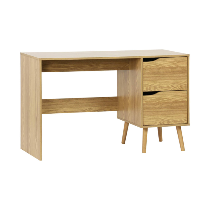 Bureau à 2 tiroirs effet frêne
