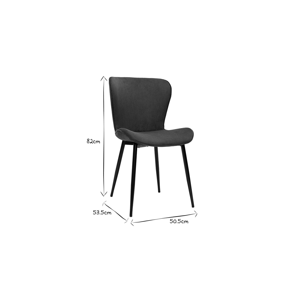 Chaises design en tissu velours côtelé terre brûlée et métal noir (lot de 2) ADDICT
