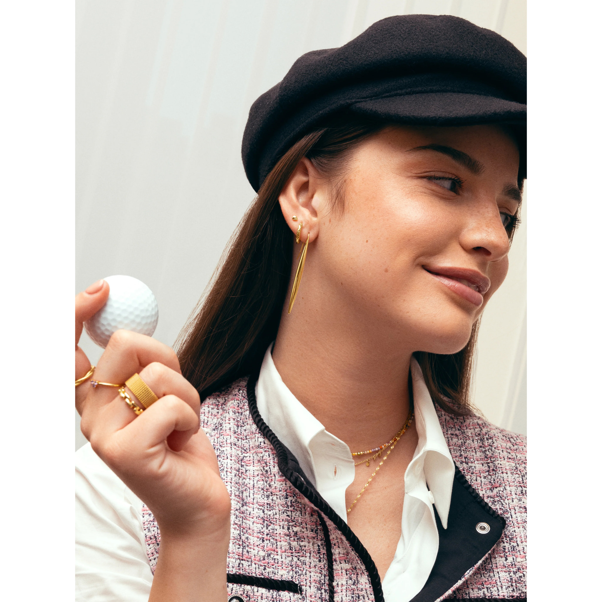 Orecchino Irati  in Acciaio Placcato Oro