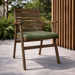 Ensemble table et 8 chaises de jardin en bois d'acacia et coussins verts PALAU