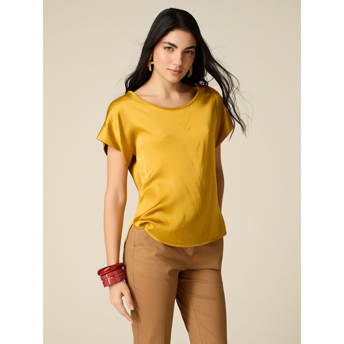 Oltre - Blusa de satén de viscosa - Amarillo