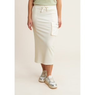 Gonna longuette con spacchi laterali e maxi tasca