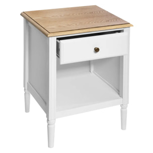 Table de chevet "Solen" - blanc et bois