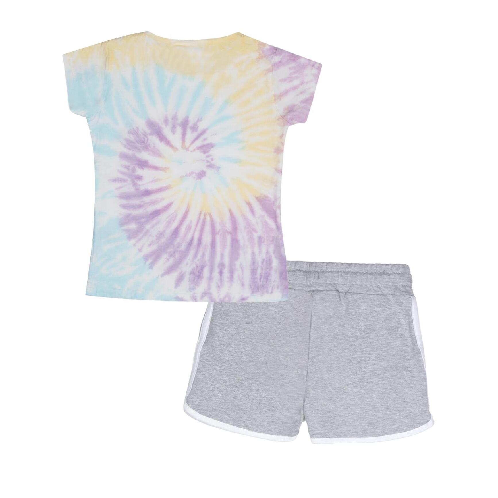 Set da bambina con t-shirt e pantaloncini in cotone Leone Rainbow