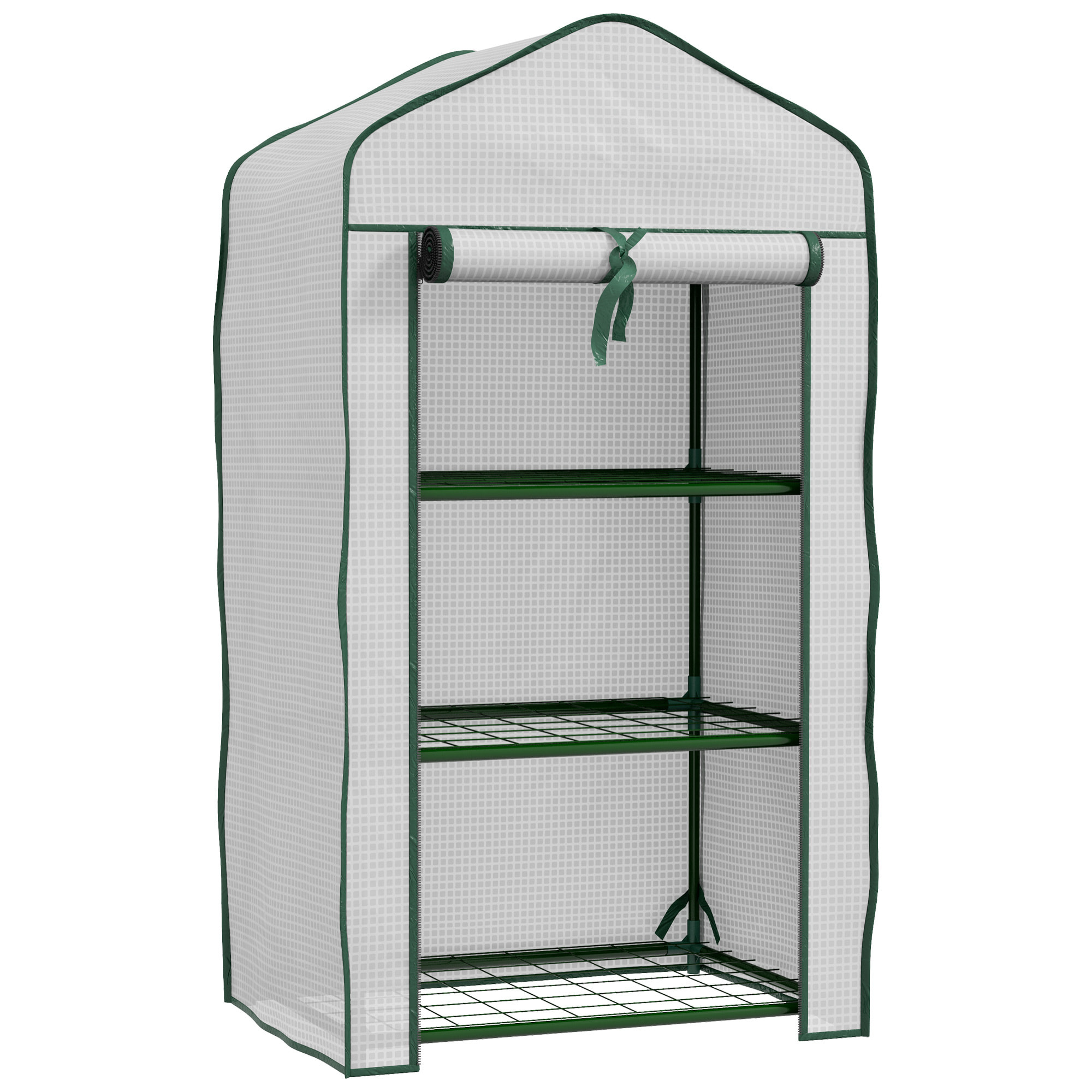 Invernadero de Jardín de 3 Niveles Invernadero de Terraza con 3 Estantes 1 Puerta con Cremallera para Cultivo de Plantas Flores Verduras 59x39x127 cm Blanco