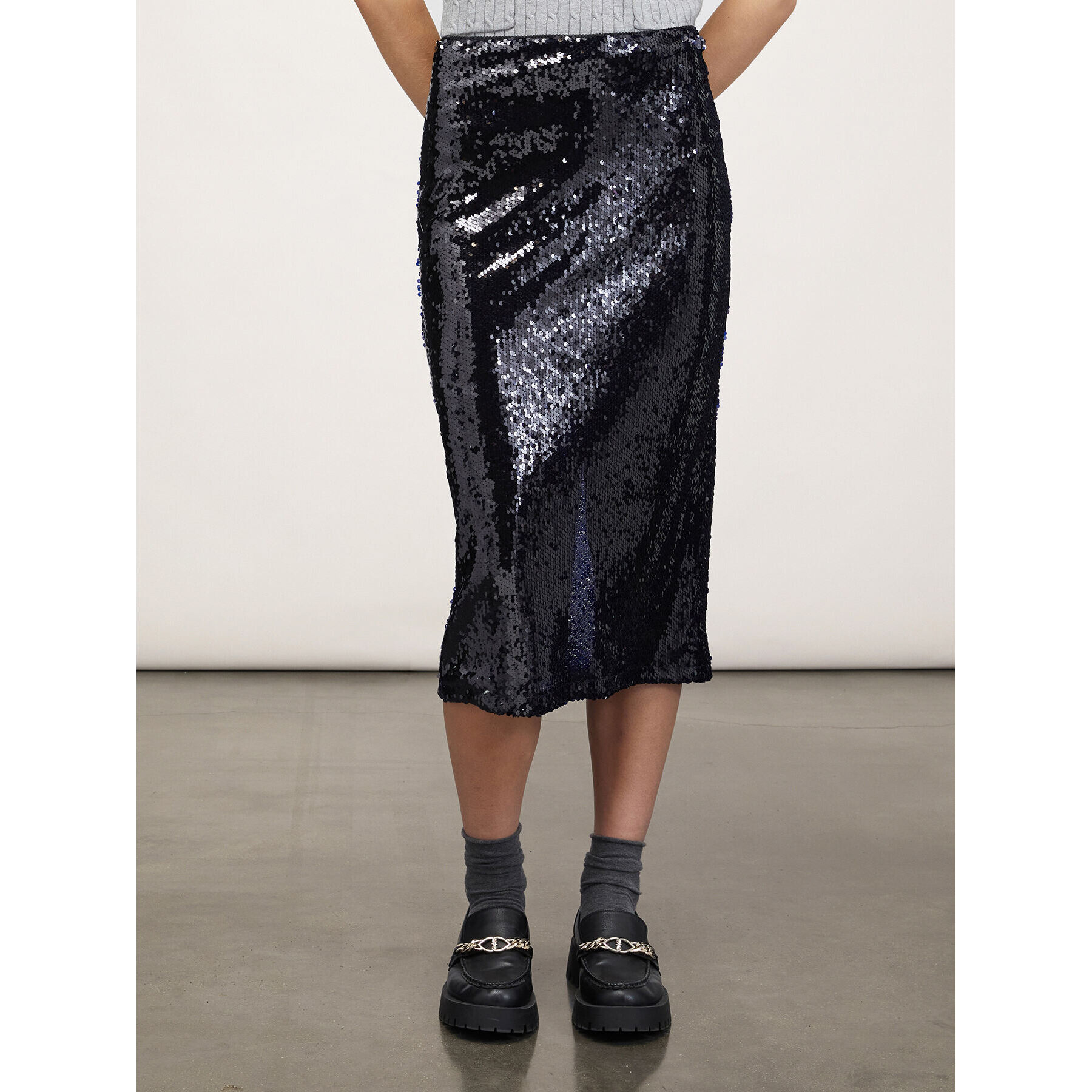 Motivi - Falda longuette de lentejuelas - Azul