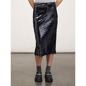 Motivi - Falda longuette de lentejuelas - Azul