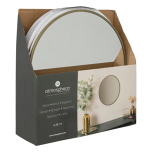 Miroir rond "Alice" D38cm or